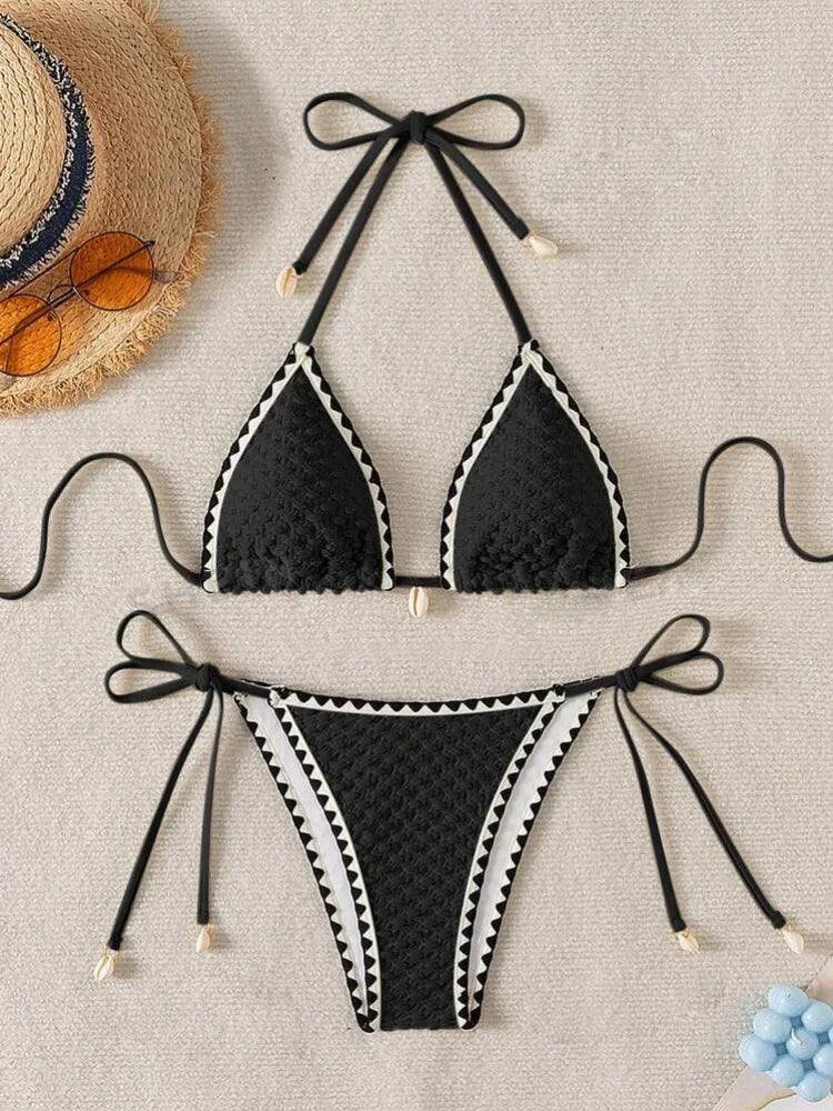 Bikini Push-Up Imprimé Tropical — Maillot 2 Pièces Femme Plage