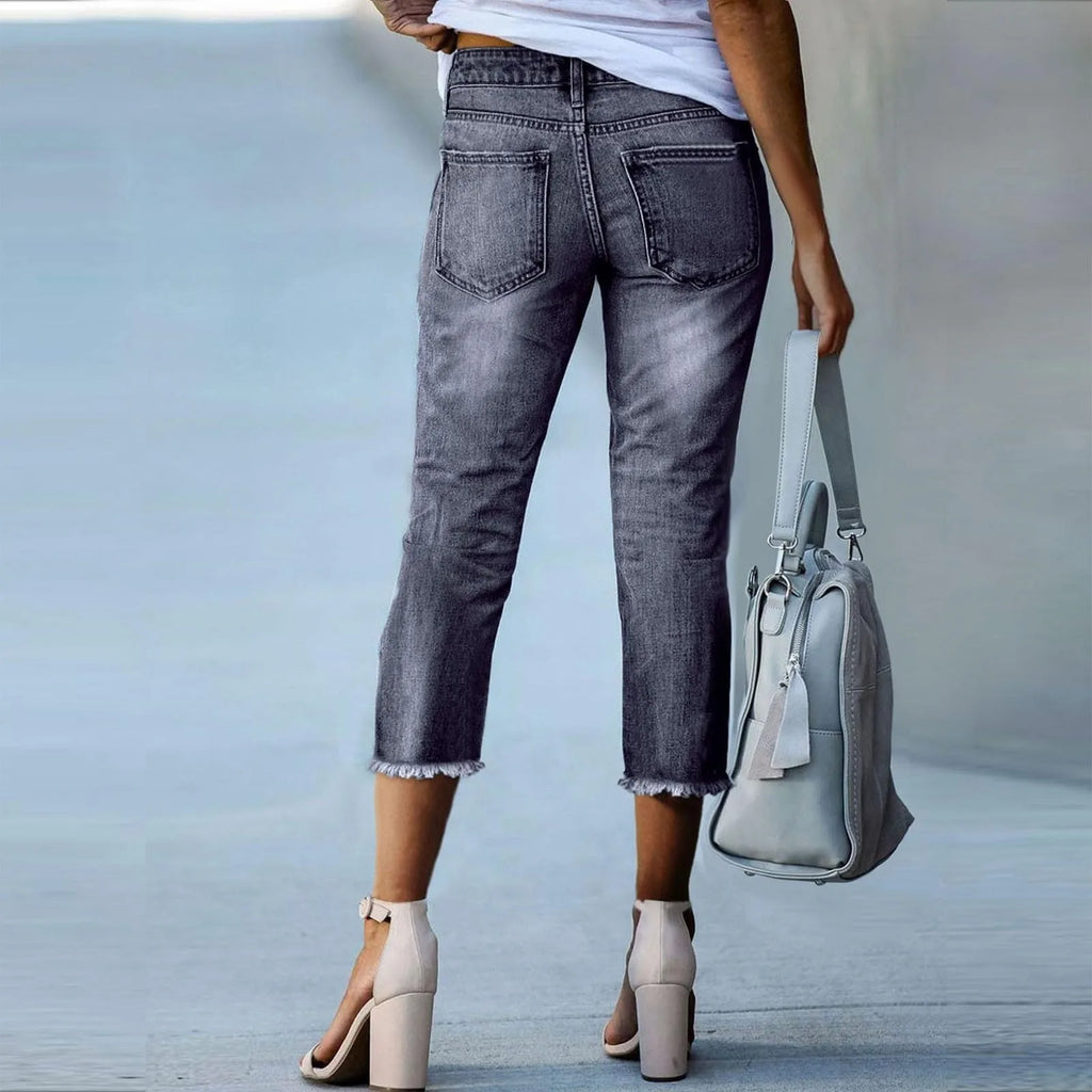 Jean Skinny Destroyé Stretch Femme – Coupe Slim Pencil Streetwear Casual