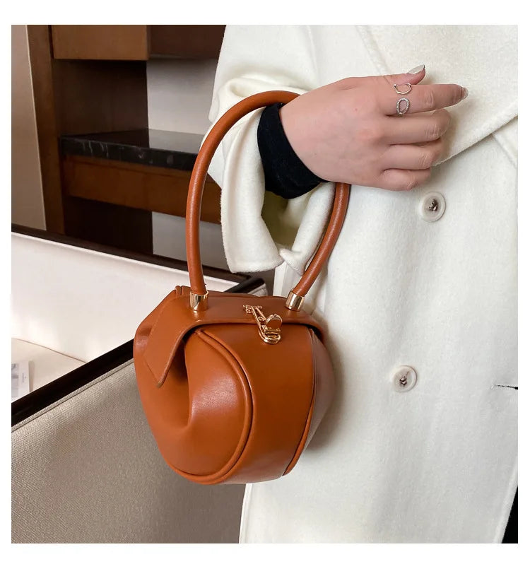 Sac Seau PU Couleur Unie Rétro — Sac À Main & Bandoulière Femme Tendance