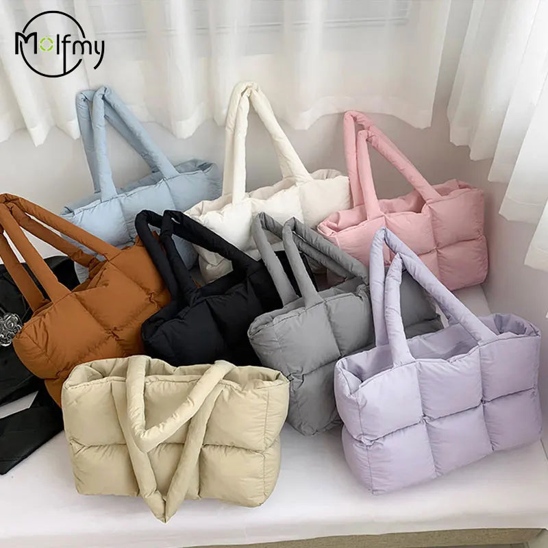 Sac Cabas Matelassé À Carreaux — Sac Épaule Grande Capacité Femme Rétro