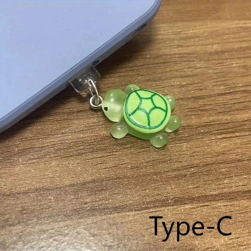 Bouchon Décoratif Tortue Verte — Anti-poussière Port USB-C