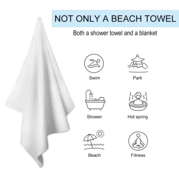 Serviette de Plage Fleurs Bleues et Blanches — Séchage Rapide, Anti-UV, Anti-Sable