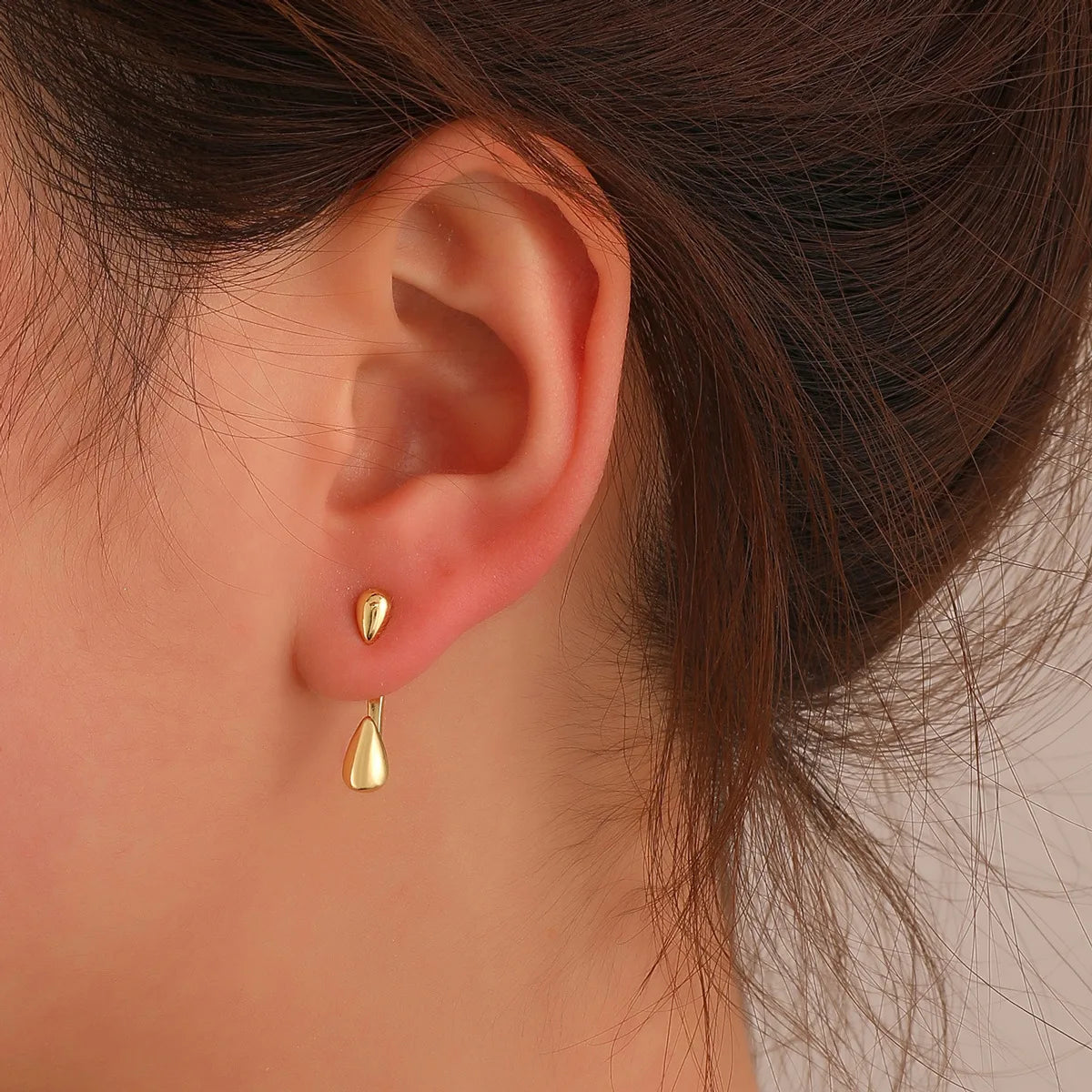Boucles d'Oreilles Géométriques Carrées — Puces Triangles Détachables Acier Femme