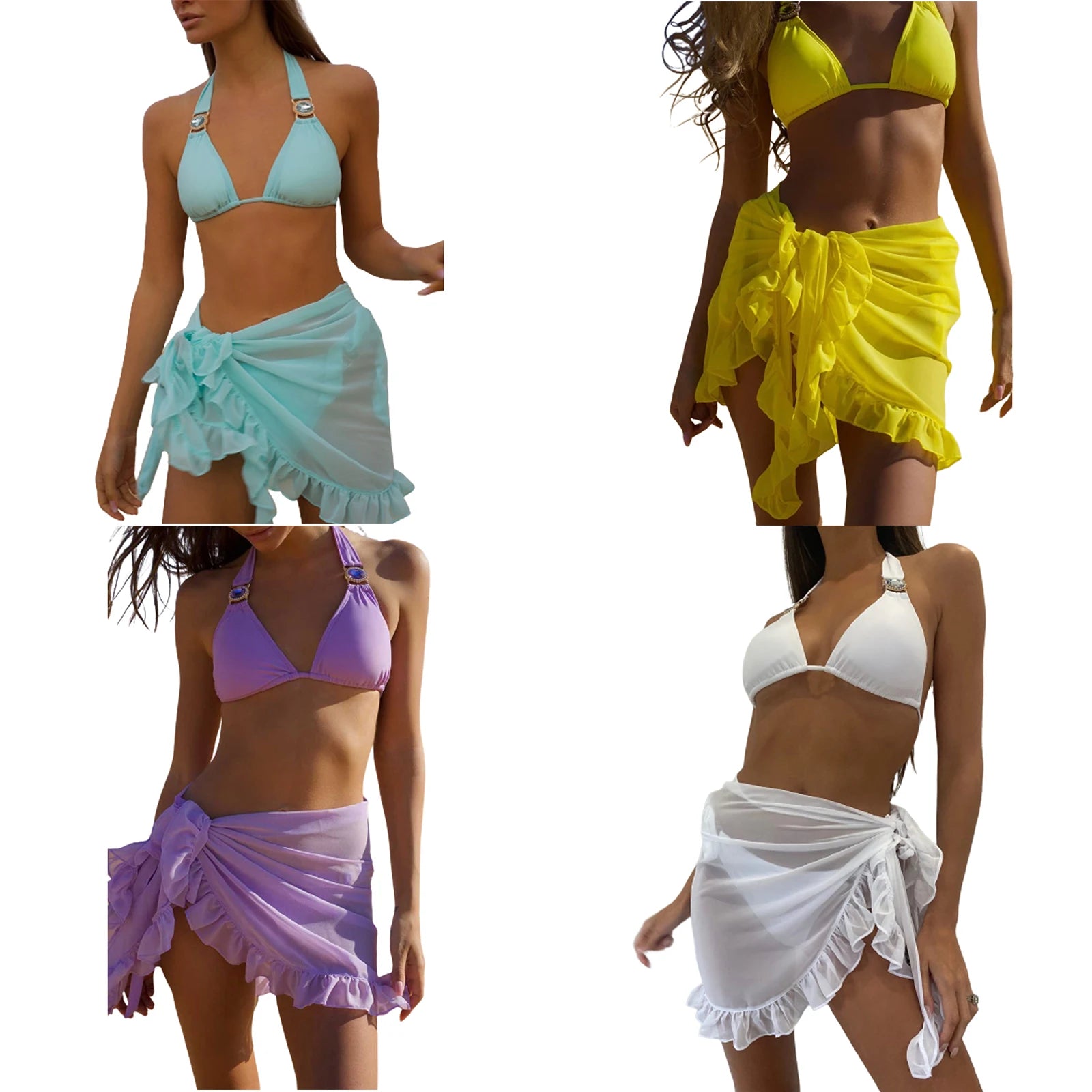 Jupe de Plage Paréo à Volants – Sarong Femme Taille Unique