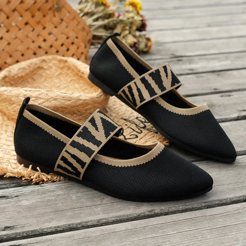 Ballerines Tricotées Color Block Femme — Loafers Casual Bout Pointu