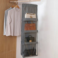 Organiseur Suspendu pour Sacs à Main – 6 ou 8 Pochettes Transparentes, Pliable
