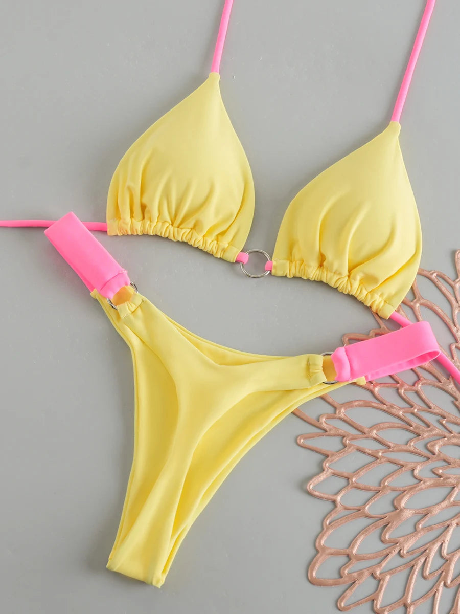 Bikini Brésilien Lacé Imprimé 2026 — Micro Swimwear Dos Nu Femme