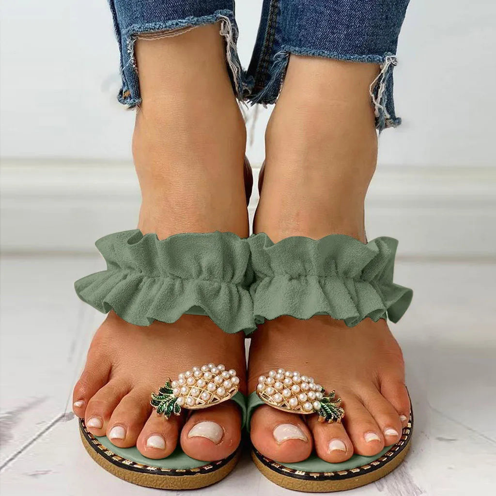 Sandales Plates Bohèmes Style Romain Femme 2025 — Slip-On Léger Plage Été