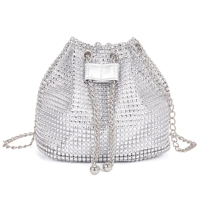 Sac Crossbody Strass & Rhinestone — Pochette Seau Multifonction Femme Soirée