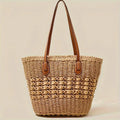 Grand Tote Bag en Paille Tressée — Sac Cabas Femme Grande Capacité Plage & Quotidien