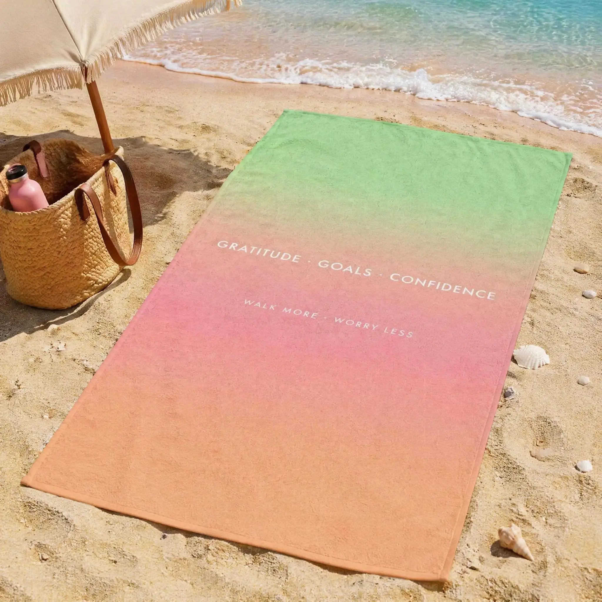 Serviette de Plage Phrases Motivantes — Légère, Séchage Rapide, Anti-Sable