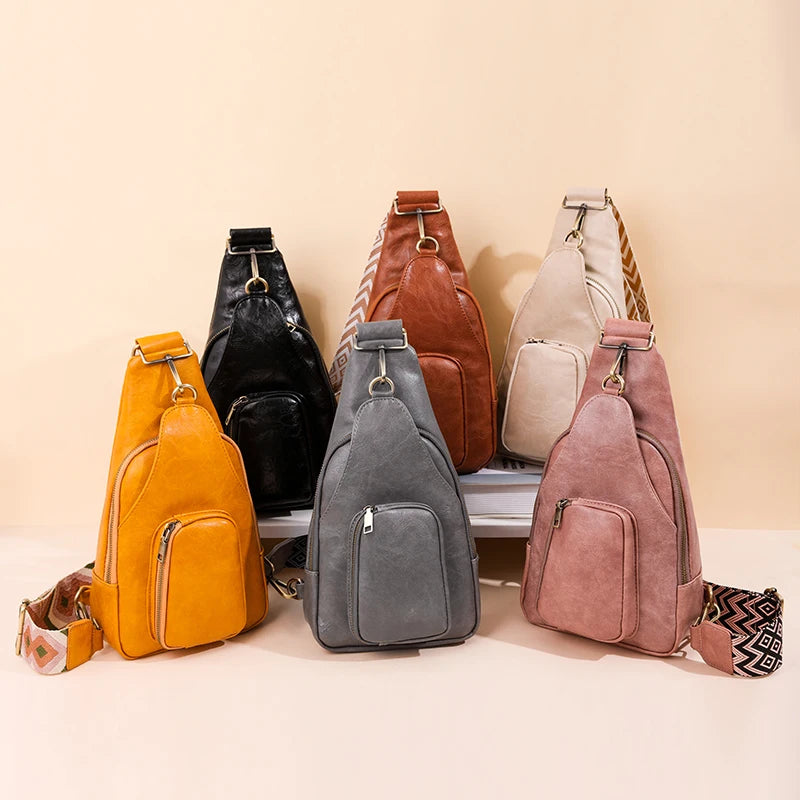 Sac Bandoulière Cuir PU — Sac Poitrine Imperméable Femme Casual