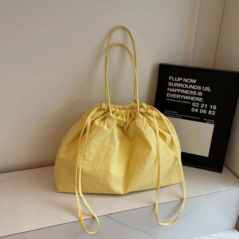 Grand Sac Seau Nylon Cordon — Tote Bag Léger Grande Capacité Femme