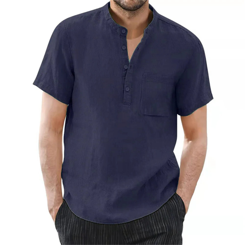 T-shirt Homme Coton Lin — Manches Courtes Été