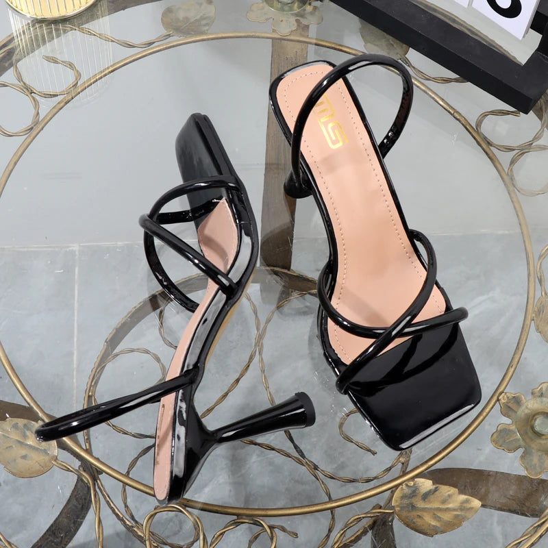 Sandales Stiletto Bout Carré Talon Haut 8,5cm Femme — Élégantes Casual