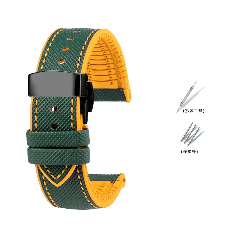 Bracelet de Montre en Caoutchouc – Compatible TAG Heuer F1 / Gulf / Aquaracer / Monaco – 20 à 24mm