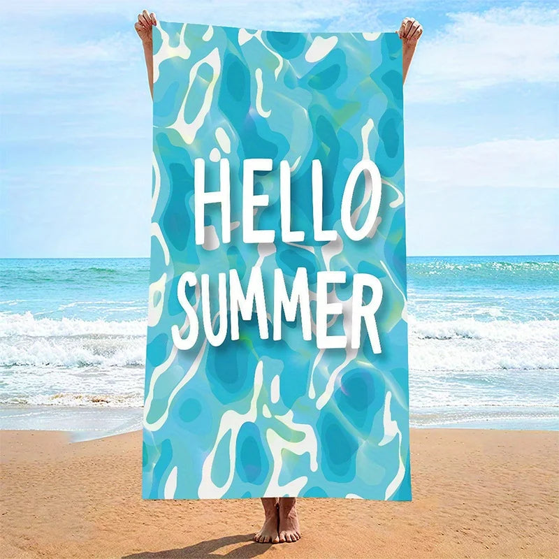 Serviette de Plage Hello Summer — Séchage Rapide, Anti-UV, Anti-Sable