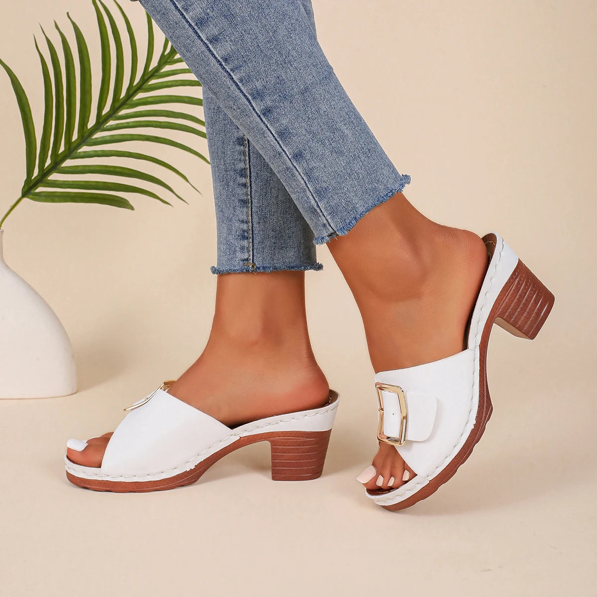 Sandales Plateforme Talon Chunky Femme — Style Designer Boucle Été