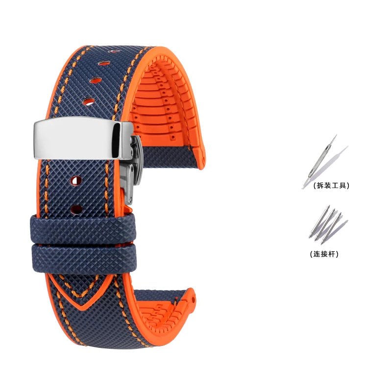 Bracelet de Montre en Caoutchouc – Compatible TAG Heuer F1 / Gulf / Aquaracer / Monaco – 20 à 24mm
