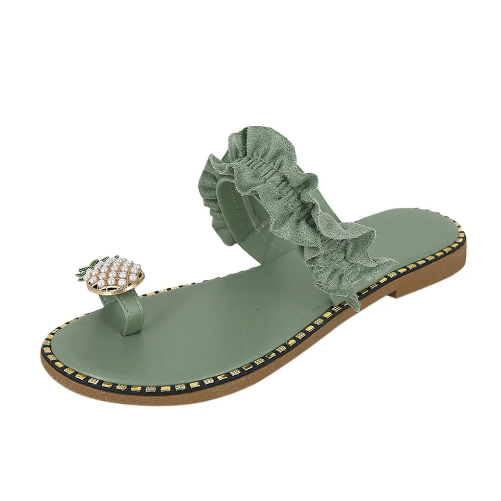 Sandales Plates Bohèmes Style Romain Femme 2025 — Slip-On Léger Plage Été