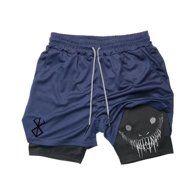 Short Sport Homme – Imprimé Graphique, Double Couche, Séchage Rapide