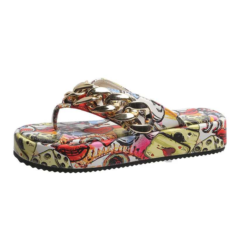 Sandales Plates Chaîne Femme — Mules Tendance Été Style Fashion