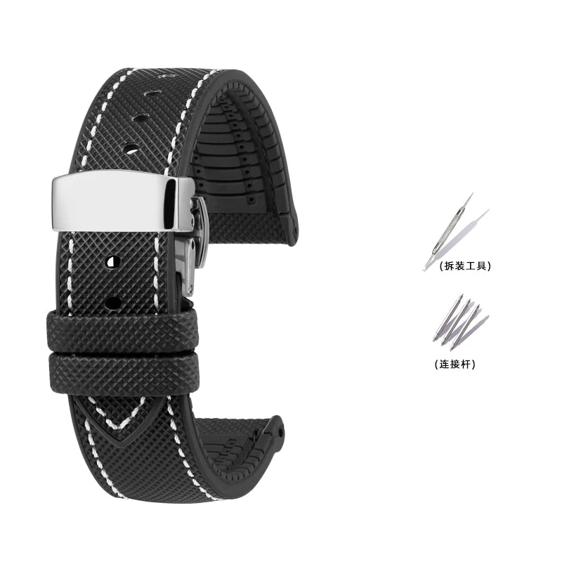 Bracelet de Montre en Caoutchouc – Compatible TAG Heuer F1 / Gulf / Aquaracer / Monaco – 20 à 24mm