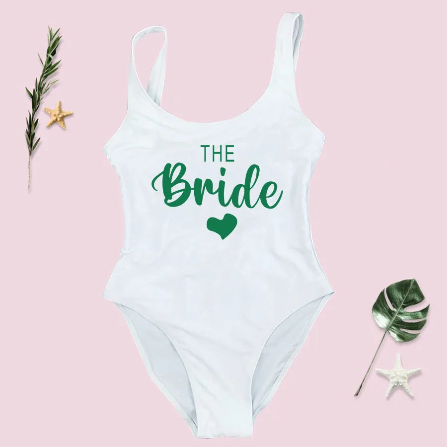 Maillot Une Pièce Team Bride EVJF 2026 — High Cut Dos Nu Femme S-3XL