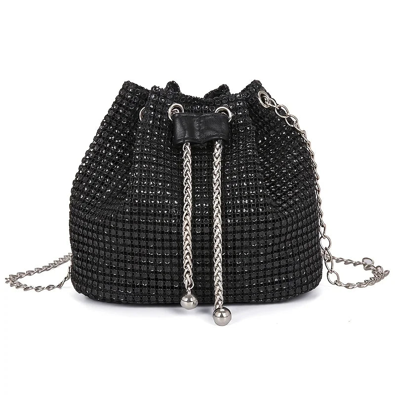 Sac Crossbody Strass & Rhinestone — Pochette Seau Multifonction Femme Soirée