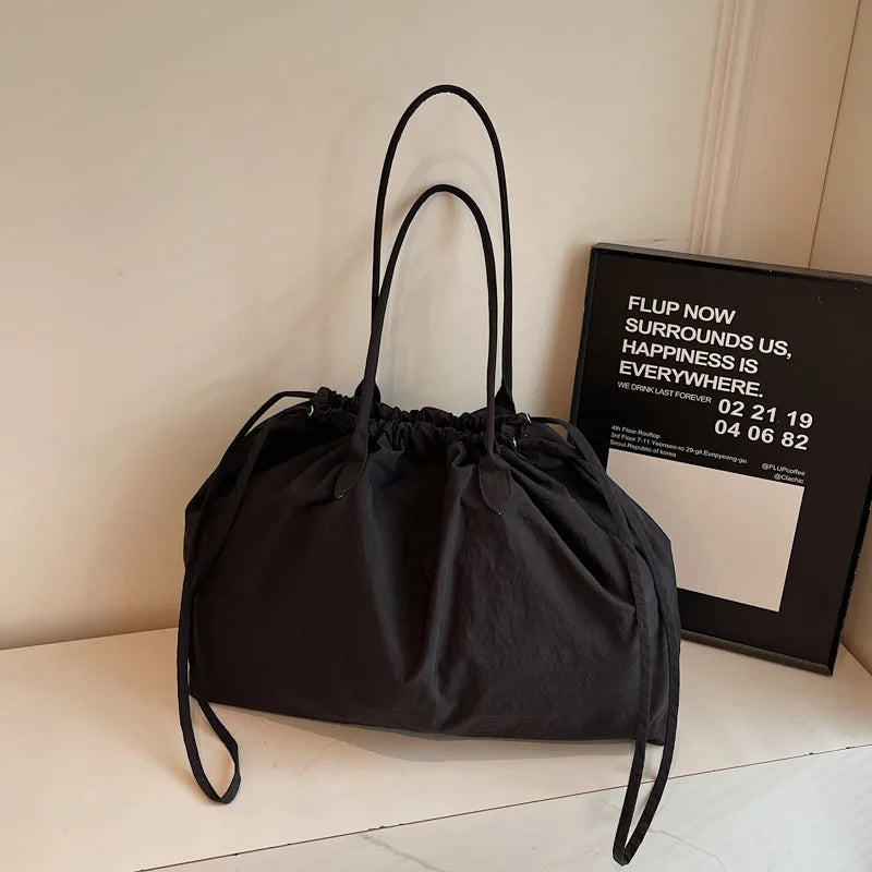 Grand Sac Seau Nylon Cordon — Tote Bag Léger Grande Capacité Femme