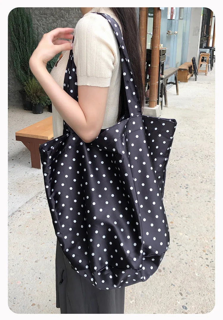 Grand Sac Épaule À Pois — Tote Bag Femme Grande Capacité Casual