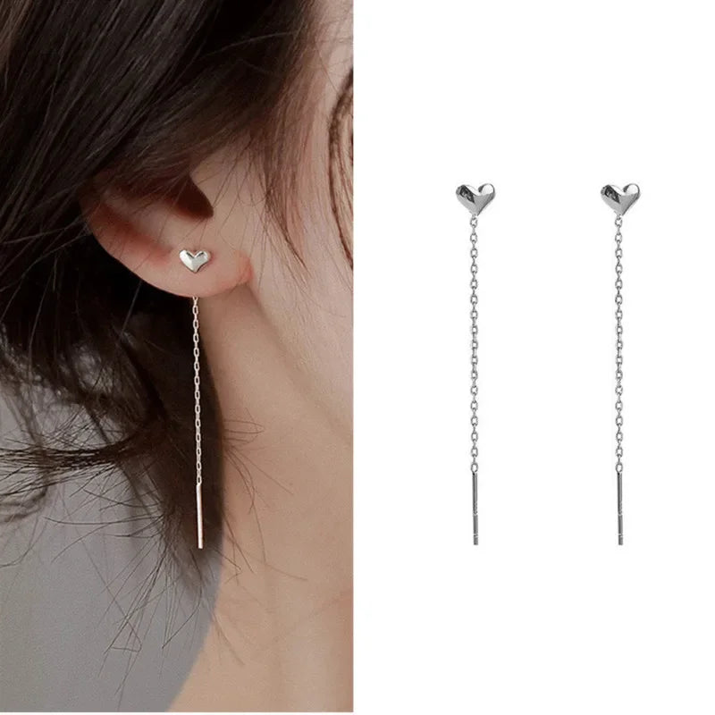 Boucles d'Oreilles Pendantes Zircon Cristal — Ear Line Rose Gold Femme
