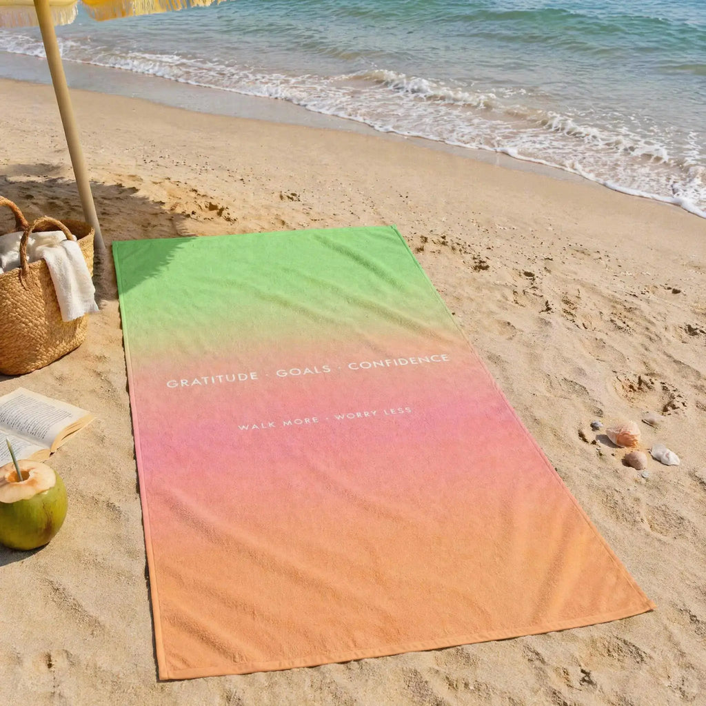 Serviette de Plage Phrases Motivantes — Légère, Séchage Rapide, Anti-Sable