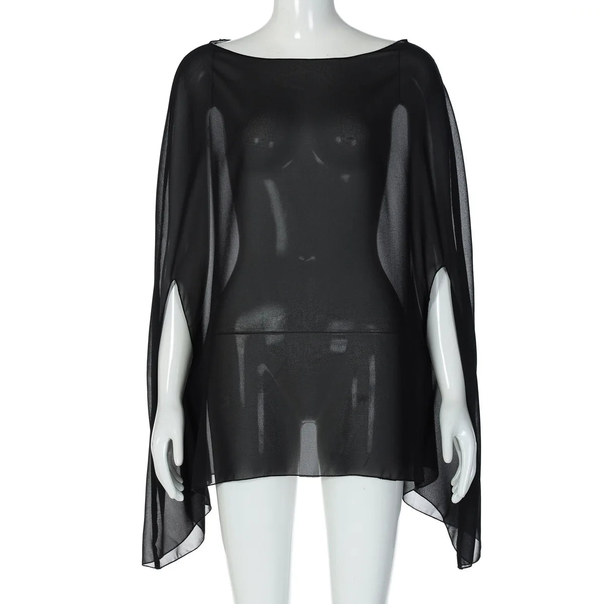 Blouse Mousseline Transparente Femme — Top Sexy Couleur Unie Style Plage & Soiree