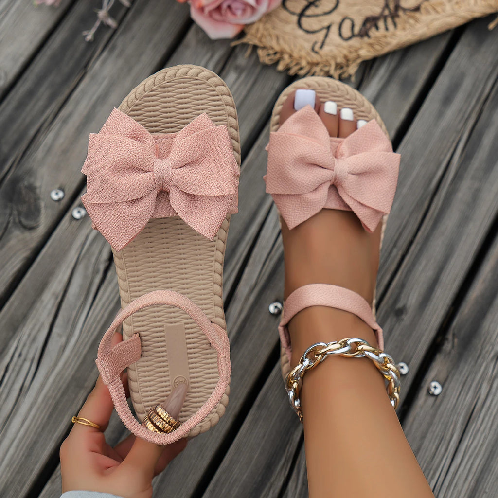 Sandales Plates Nœud Papillon Femme 2025 — Légères & Confortables Été