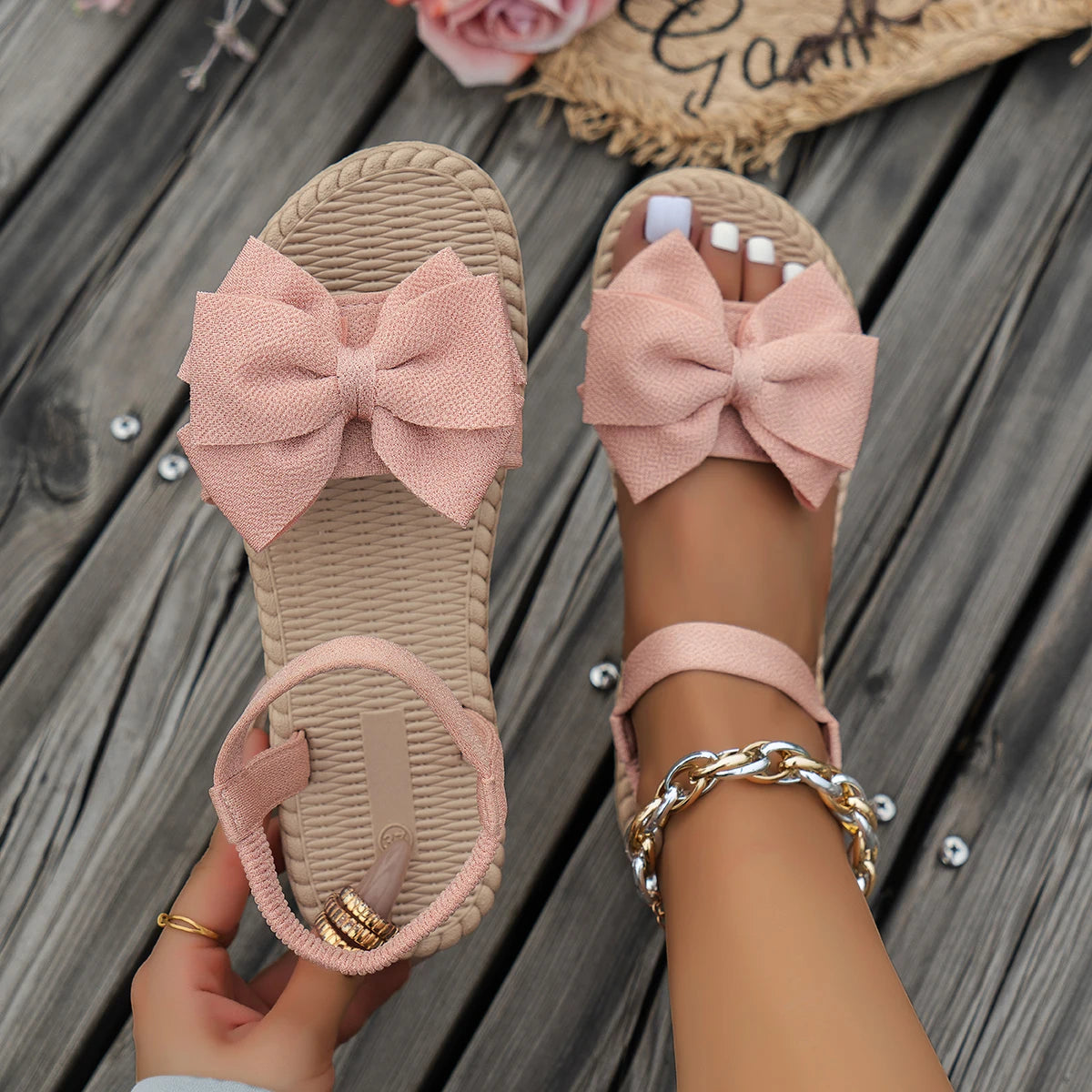 Sandales Plates Nœud Papillon Femme 2025 — Légères & Confortables Été