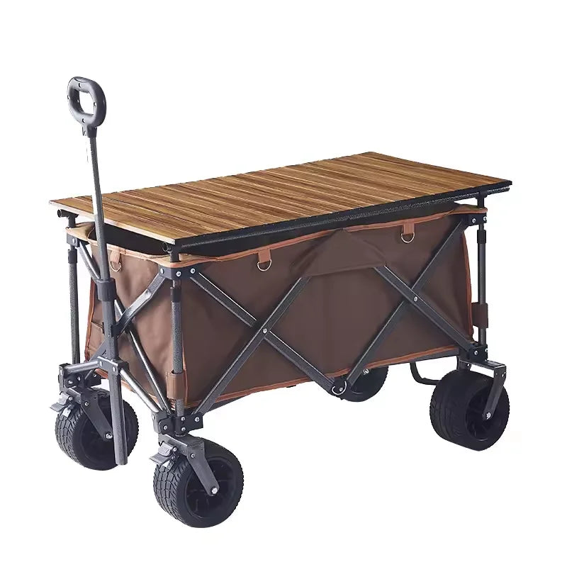 Chariot de Jardin Pliable en Métal — Wagon Multifonction Plage, Camping & Jardin