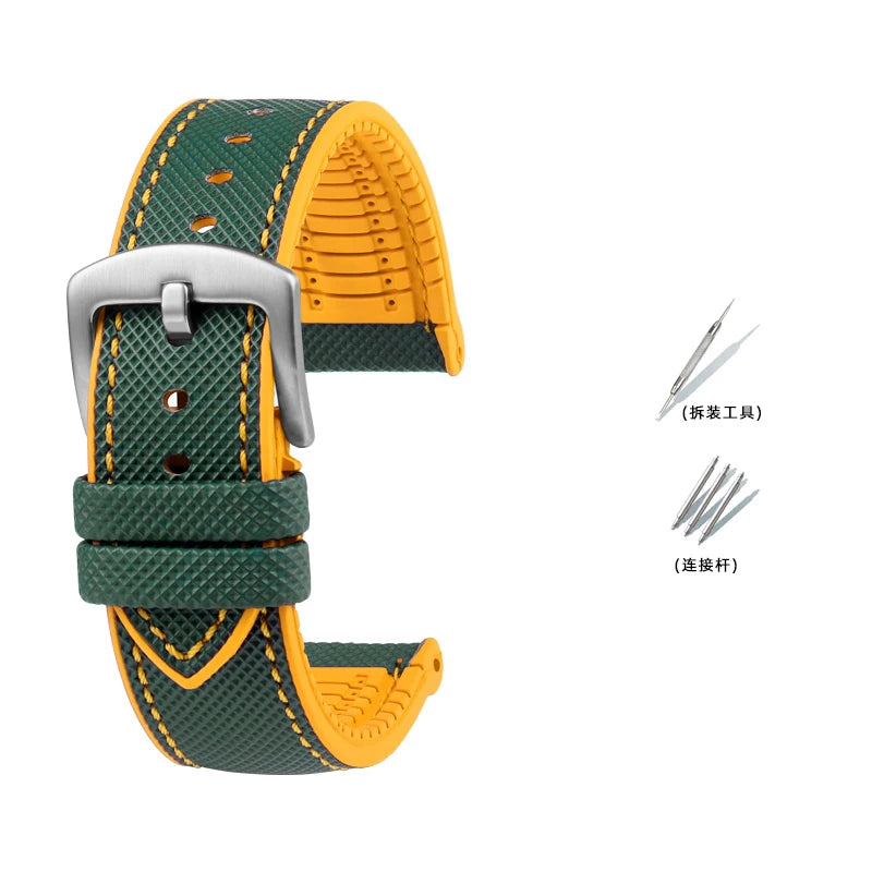Bracelet de Montre en Caoutchouc – Compatible TAG Heuer F1 / Gulf / Aquaracer / Monaco – 20 à 24mm
