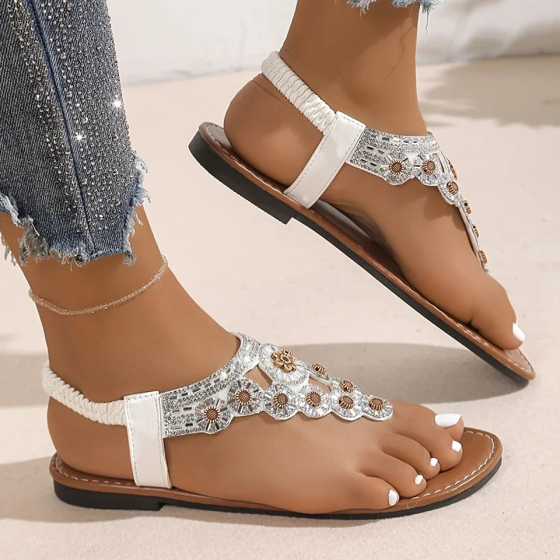 Sandales Romaines Bohème Bout Ouvert Découpe Élastique Femme — Plage Été 2026