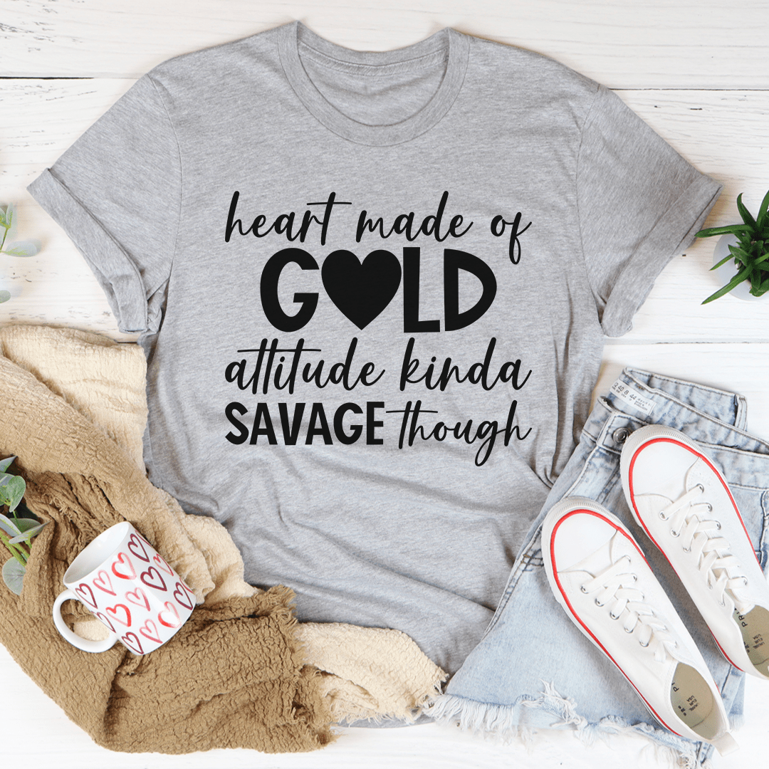 T-Shirt ‘Heart Made Of Gold’ — Haut Femme Tendance