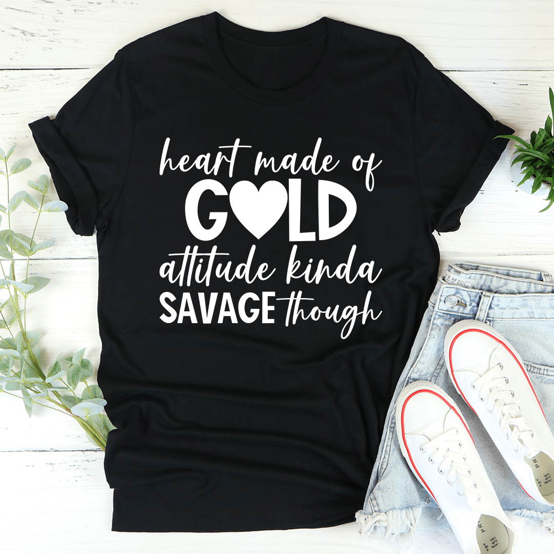 T-Shirt ‘Heart Made Of Gold’ — Haut Femme Tendance