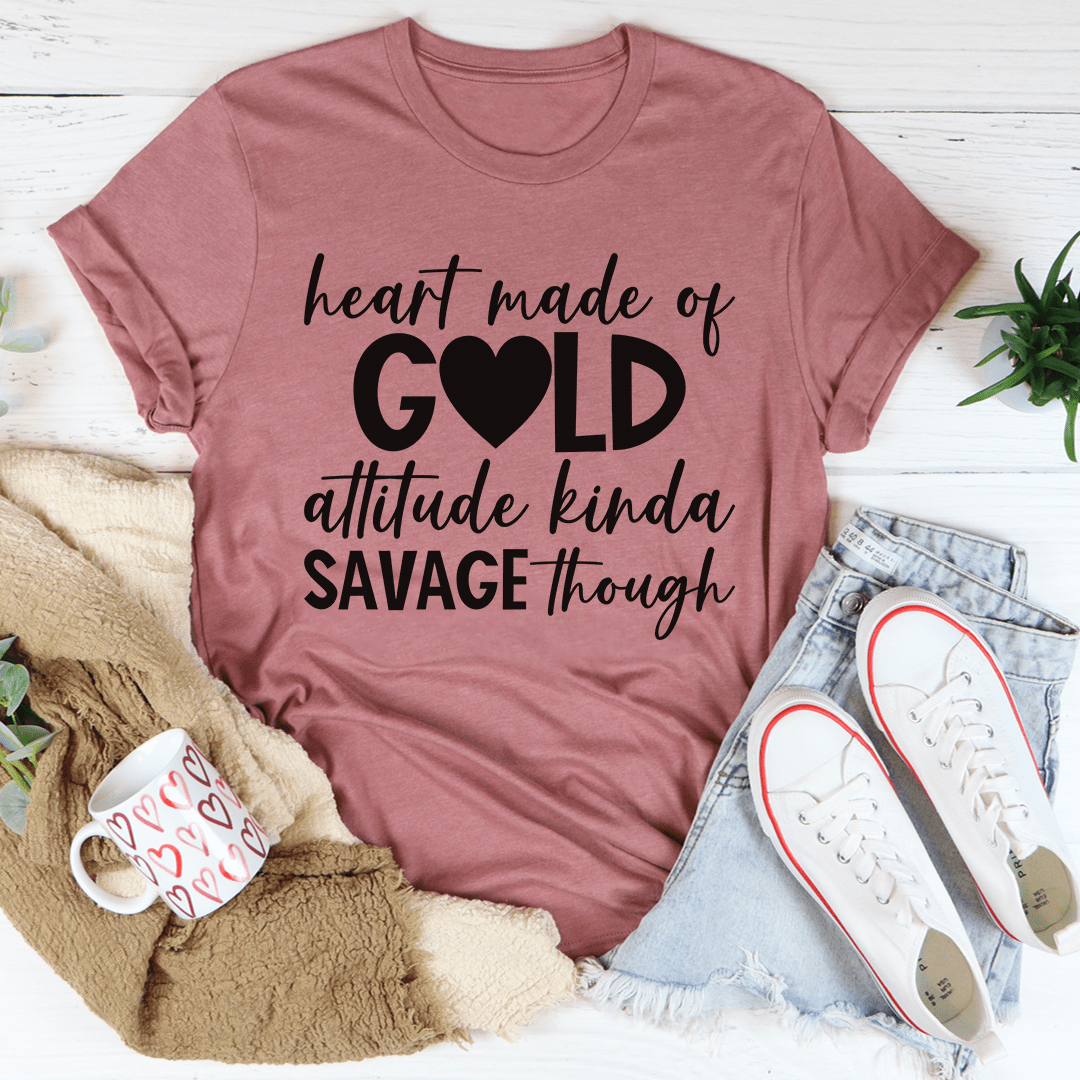 T-Shirt ‘Heart Made Of Gold’ — Haut Femme Tendance