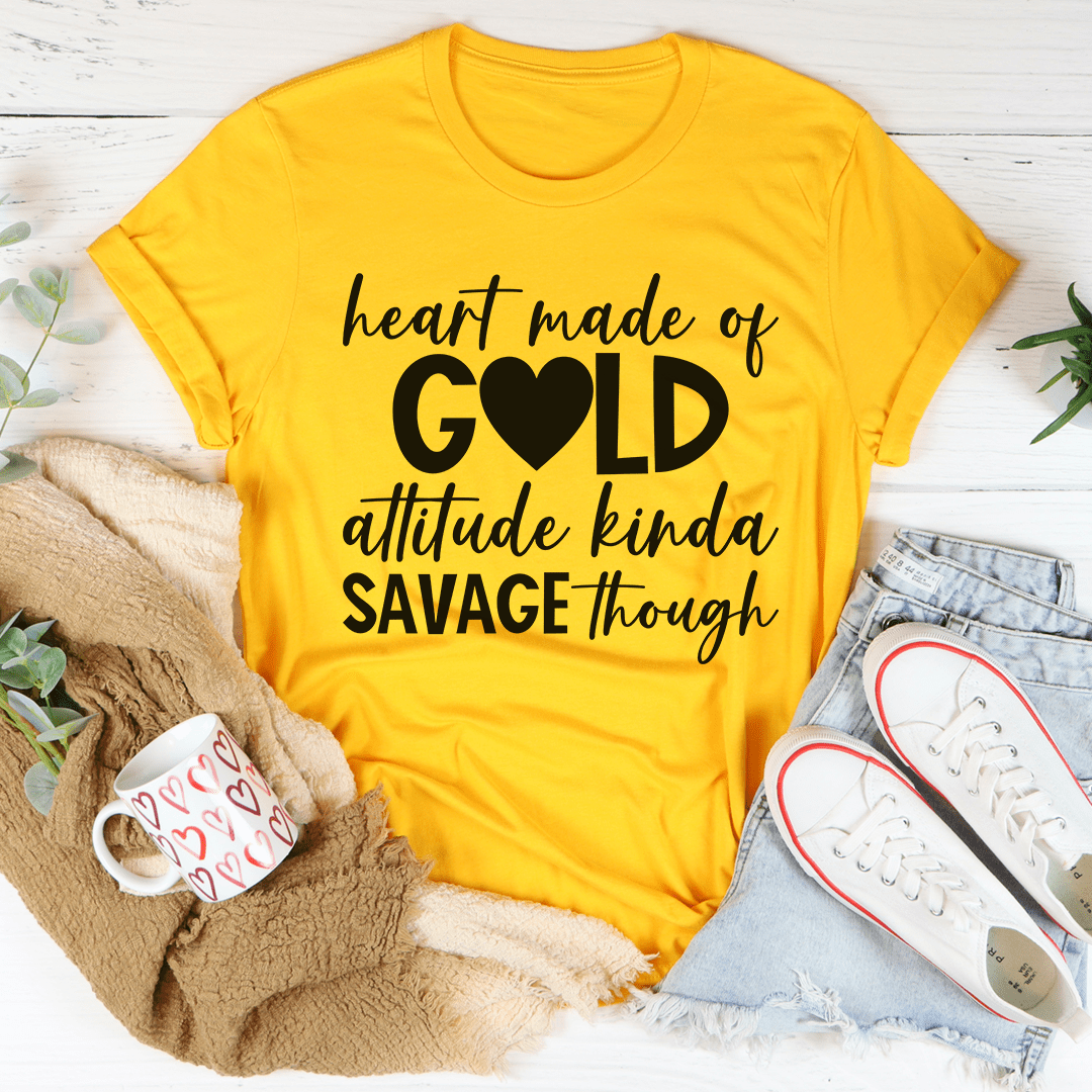 T-Shirt ‘Heart Made Of Gold’ — Haut Femme Tendance