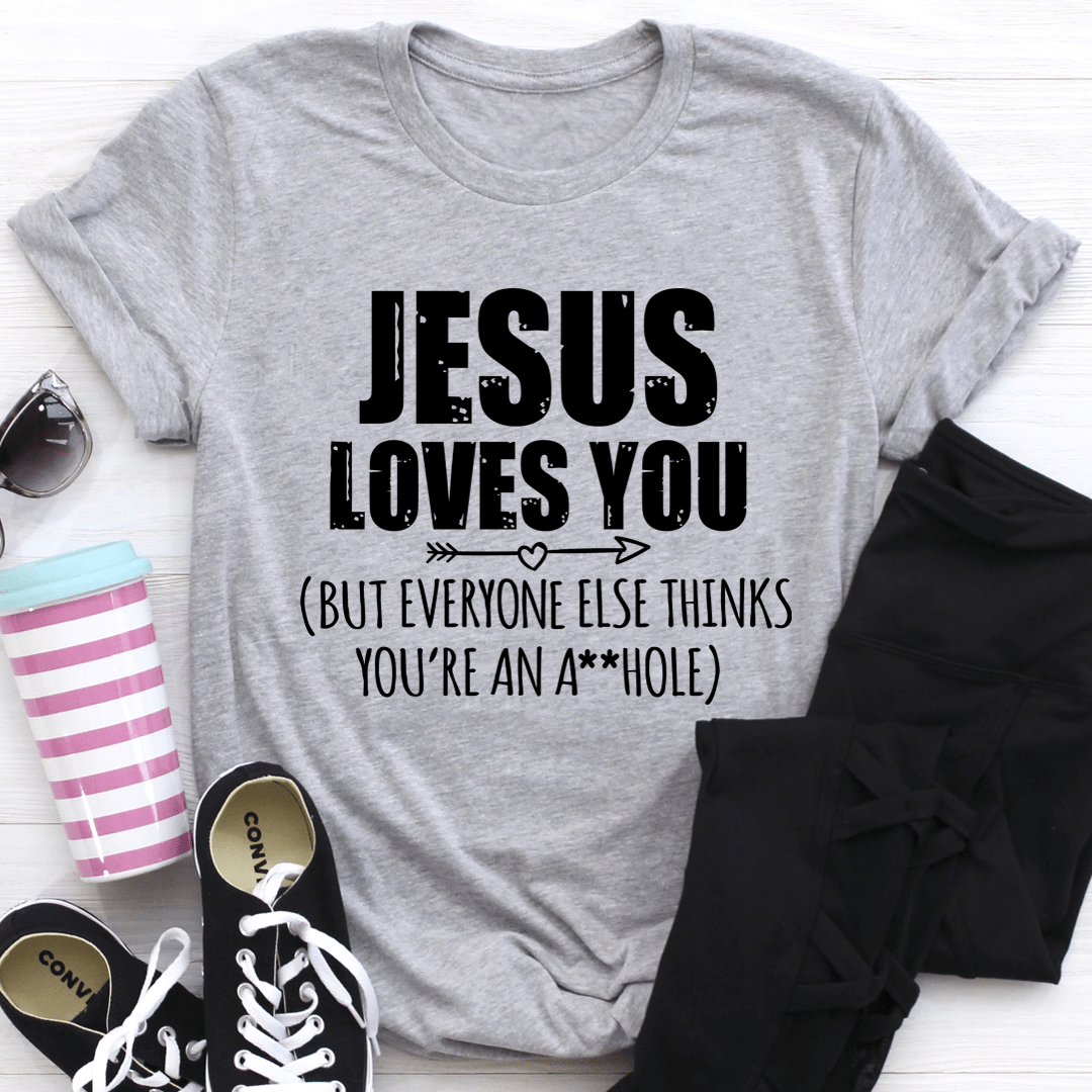 T-Shirt ‘Jesus Loves You’ — Haut Femme Message Positif