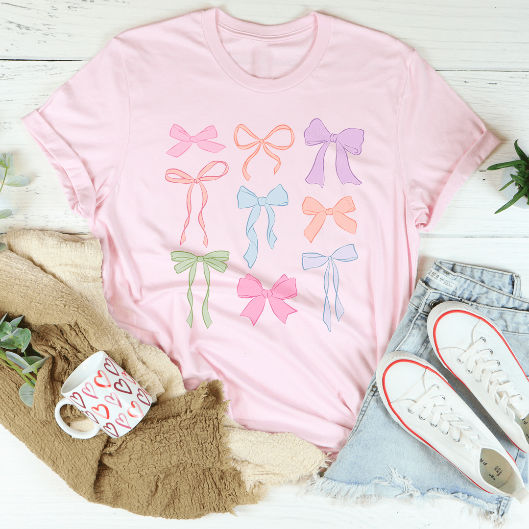 T-Shirt Nœuds Pastel — Haut Femme Doux & Romantique