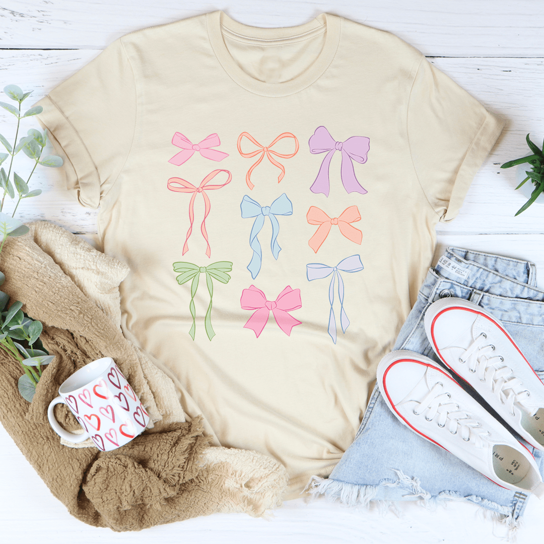 T-Shirt Nœuds Pastel — Haut Femme Doux & Romantique